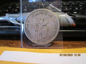 1909 S Philippino 1 Peso AU +++ - Picture 1 of 6