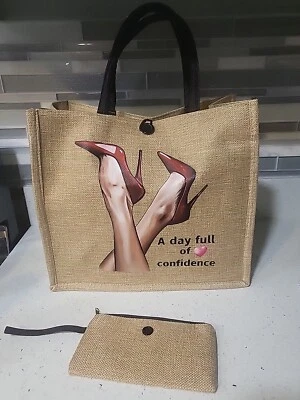 Monedero de yute A Day Full of Confidence con monedero nuevo con etiquetas Foto 1 de 4