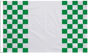 Green & White Check Panel Polyester 5'x3' Flag - SLEEVED - Picture 1 of 3