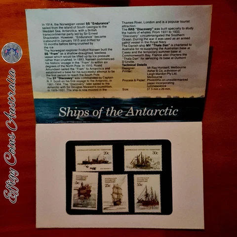 Ships of the Antarctic Series 1 MUH Set of 5 Stamps Boats Vintage Australia VF Cover