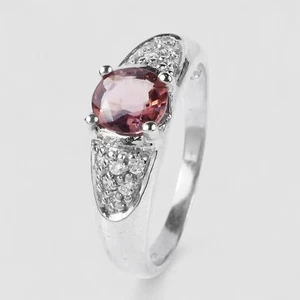 Burma! Pink Spinel Rare 925 Sterling Silver White Gold Plated Ring Size 6.75 - Picture 1 of 8