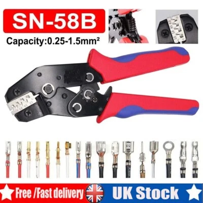 SN-58B Ratchet Crimping Plier Crimper Tool 0.25-1.5mm² AWG23-16 for Terminal Kit