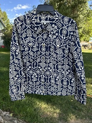 Chaqueta Liz Claiborne Mujer 16 Mangas Largas Azul y Blanco 4 Bolsillos Negocios Foto 1 de 4