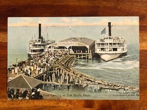 Cartolina antica 1908 sbarco in barca a Oak Bluffs Massachusetts J.N. Ciambellano - Foto 1 di 3
