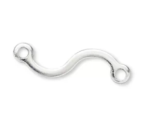 100 conectores de enlace de onda plana de latón plateado de 11x4 mm con bucles cerrados - Imagen 1 de 3