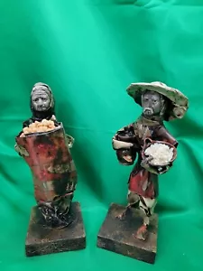 Vintage Mexikanische Volkskunst Pappmaché Skulptur Bauer Mann und Frau - Bild 1 von 11