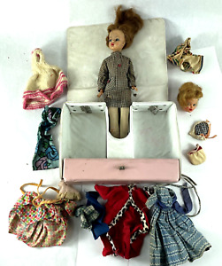 1965 Tutti Doll Play Case Pink By Mattel , w/ Tutti Doll, Accessories, Xtra Head