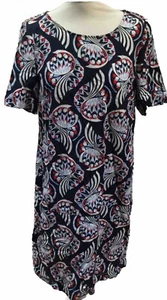 MARKS AND SPENCER Navy Mix Geometric Linen Mix Dress U.K. 14 - Picture 1 of 5