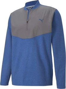 MENS S PUMA Stealth 1/4 Zip CLOUDSPUN BLUE GREY Golf Pullover NEW Size Small - Picture 1 of 1