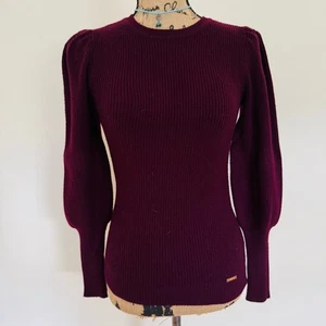 Tahari Damen Pullover Burgunderrot Wein Lila Puffärmel Größe XS - Bild 1 von 9