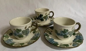 METLOX POPPYTRAIL SCULPTURED GRAPE Cup & Saucer Sets Made in USA - Lot of 3 -C23 - Picture 1 of 10