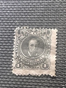 Antico francobollo fiammifero US Revenue Scott RO 92 Gates - Foto 1 di 2