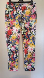 Sz 12 W31 L29 Primark Atmosphere Vibrant Mix Floral Print Straight Trousers Good - Picture 1 of 21