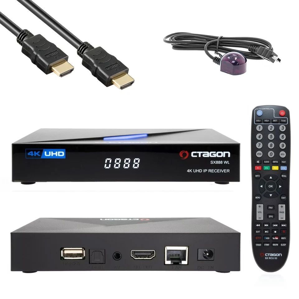 Octagon SX888 V2 5G Wi-Fi Ultra HD Smart TV Receiver - Schwarz