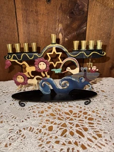Vintage Karen Rossi Children's Menorah~Noah's Ark~Hanukkah Candle Holder - Picture 1 of 13