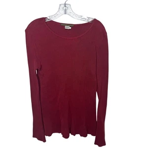 Peruvian Connection rotes geripptes Langarmshirt Damen Large Pima Baumwolle Peru - Bild 1 von 6