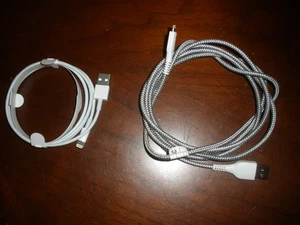 Pair of iPhone/iPad Lightning to USB charging cables:  6' and regular length - Picture 1 of 1