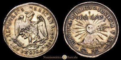  México - Campo Morado 2 Pesos (24,41g) 1915 Gerrero Ensayador Cº-Mº KM-660 M Foto 1 de 3