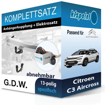 G.D.W. Anhängekupplung abnehmbar und E-Satz für Citroen C3 Aircross 17- neu - Bild 1 von 3