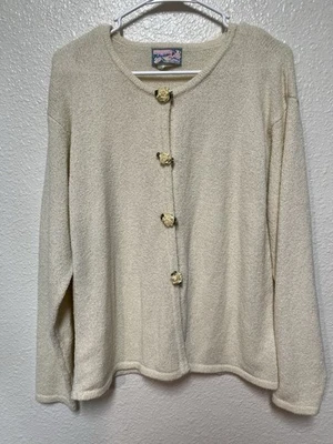 Cárdigan Suéter De Colección April Cornell Cottage Pequeño Rosa Botones a Presión Suave Romántico Foto 1 de 4