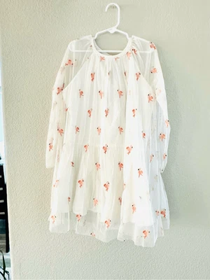 NWT Flamingo Embroidered Jersey Dress from Stella McCartney Kids.  Size 12 - Image 1 of 4