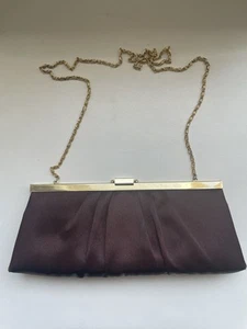 Jessica McClintock Satin Abend Clutch/Schultertasche Handtasche Rost/Braun/Gold - Bild 1 von 13