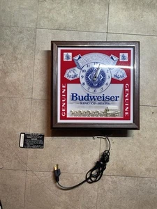 Budweiser Deluxe Label Clydesdale Leuchtschild quadratische Uhr funktioniert 017-623 - Bild 1 von 15