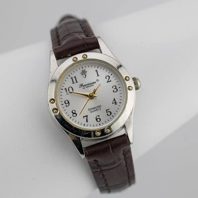 Reloj analógico de cuarzo de cuero genuino con diamantes Precision by GRUEN para dama Foto 1 de 4