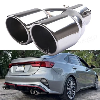 Rear Car Dual Exhaust Pipe Tail Muffler Tip Throat Tailpipe For Kia Forte GT 1.6 Foto 1 de 4