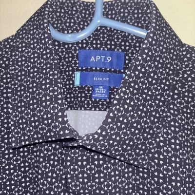 Apt 9 Premier Flex Dress Shirt Mens Size M Slim Fit Blue Geometric Design NWT  - Image 1 of 4
