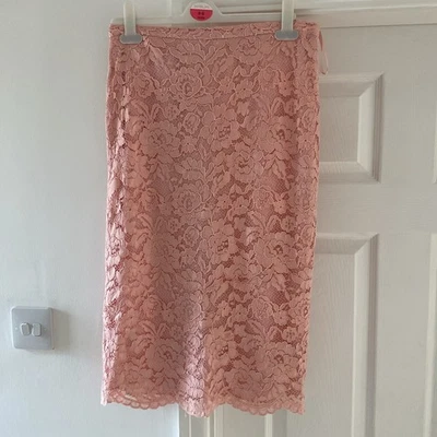 Lace Skirt Size 10 Lined Pink Skirt Good Condition - Image 1 of 4