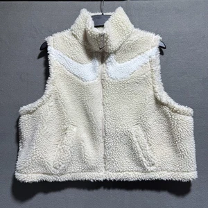 NIKE Sportswear Swoosh Women's Size XL Fleece Sherpa Vest Rattan sail Cream - Picture 1 of 8