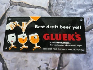 ¡LA MEJOR BOINA DE BORRADOR VINTAGE DE GLUEK HASTA AHORA! SIGNO DE PORCELANA. 10.5"×5.5". - Imagen 1 de 5