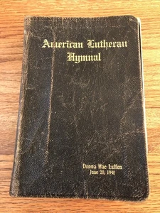 American Lutheran Hymnal 1930 Black Leather-bound Worn Vintage Hymns - Picture 1 of 15