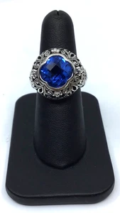  Filigraner Ring Sterlingsilber blauer Quarz  - Bild 1 von 6