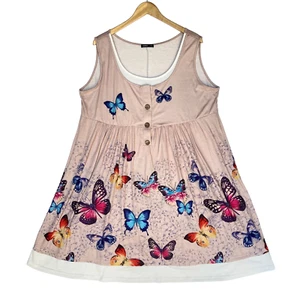 Vintage Y2k Butterfly Dress Womens XL Bratz Babydoll Button Front Layered Hekka  - Picture 1 of 13