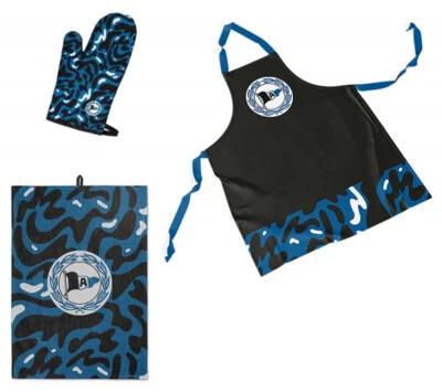 DSC Arminia Bielefeld Grillset 3-teilig schwarz-weiß-blau | Schürze | Handtuch