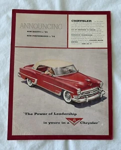 Red 1954 Chrysler 2 Door Deluxe New Yorker Convertible Vintage Mounted Print Ad - Picture 1 of 2