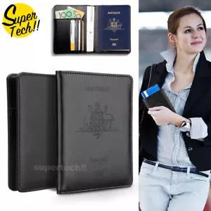 Leather RFID Blocking Passport Travel Wallet Holder ID Credit Cards Cover Case - Picture 1 of 8