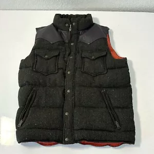 Trailwear By Penfield Cropped Yoke Puffer Vest Wool Leather Down - Large - Picture 1 of 5