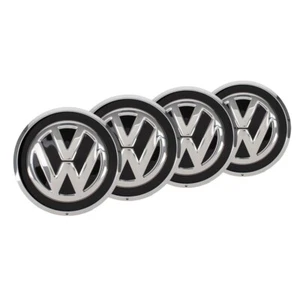 4X New Genuine OEM Volkswagen UP Wheel Center Hub Cap Silver Black 1S0601149DFXC - Picture 1 of 7