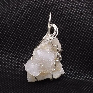 Geode, wire-wrapped, necklace, sterling silver, #1913 - Picture 1 of 5