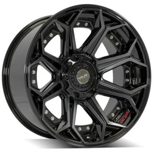 4PLAY Wheel 22x10 5x127 + 5x139.7 Dodge Jeep RAM 4P80R Black Wheel (1) - Picture 1 of 5