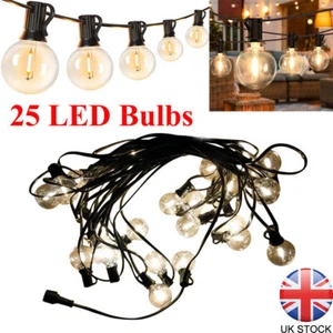 50ft Outdoor String Lights Mains Powered G40 LED Bulbs Garden Festoon Lights UK - Picture 1 of 18