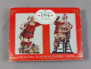 Coca Cola Christmas Santa Nostalgia Playing Cards W/Tin 1994 Limited Edition New - Picture 1 of 7