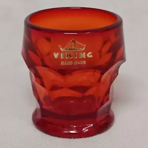 Viking Georgian Ruby Red Whiskey Shot Glass Toothpick Holder With Label - Picture 1 of 6
