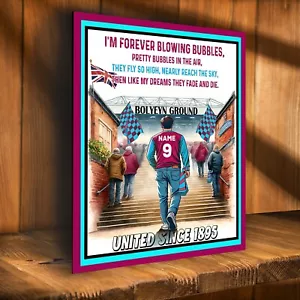 Personalised West Ham Football Fan Watercolour Stadium Metal Wall Sign SFS79 - Picture 1 of 7