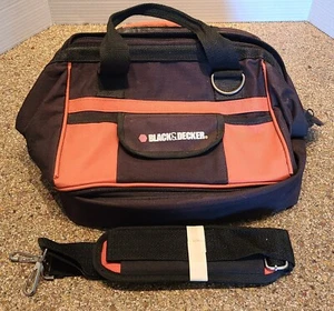 BLACK+DECKER- Tool Bag- 4 Compartments- Black & Orange- 11x10x10- Zip Closure - Picture 1 of 3
