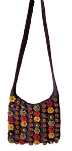Rising Tide Felted Boiled Wool Multicolor Pom Pom Daisy Shoulder Bag - Picture 1 of 6