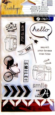 Juego de estampillas y plantillas de acrílico transparente Vintologie para saludos de bicicleta y cámara SC0641 ¡NUEVO! Foto 1 de 4
